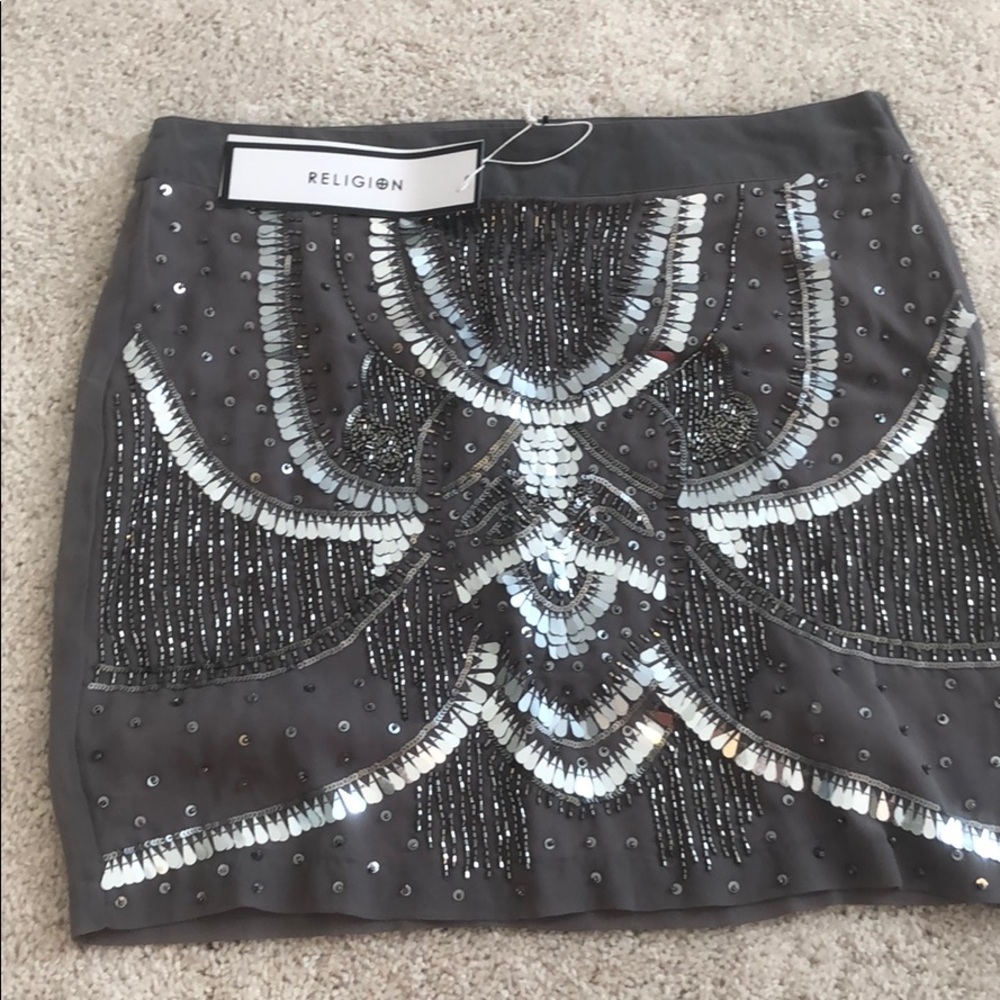 Religion beaded mini skirt